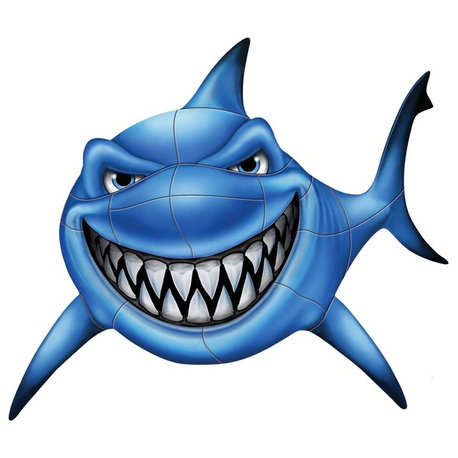 Gotcha Shark Porcelain Swimming Pool Mosaic 37"x35"
