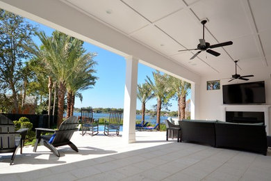 This is an example of a traditional stone porch design in Orlando.