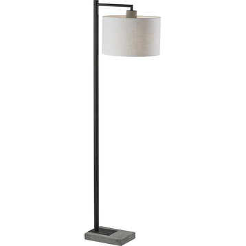 Devin Floor Lamp - Black with Gray Cement Accents