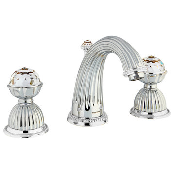 Artica Chrome widespread bathroom sink faucet with Swarovski . Luxury taps