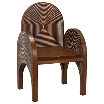 Noir Furniture Mars Chair, Dark Walnut With Details