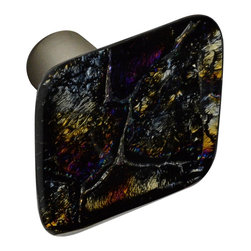 CKP - Art Glass Knob, Fractures, Dull Brushed Nickel Base - Cabinet And Drawer Knobs