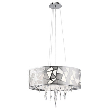 Angelique Chrome And Crystal Drum Chandelier/Pendant