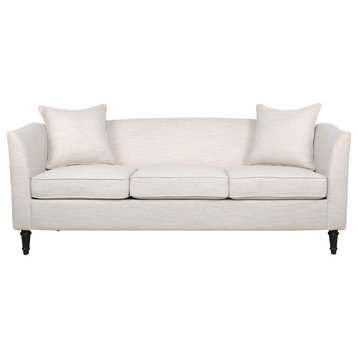 Doerun Contemporary Upholstered 3 Seater Sofa, Beige/Dark Brown