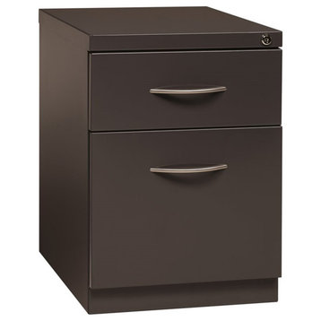 Pemberly Row 20" 2-Drawer Modern Metal Mobile Pedestal File Cabinet in Charcoal