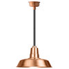 22" Vintage LED Pendant Light, Solid Copper With Black Downrod