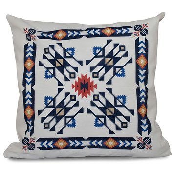 Jodhpur Border 4, Geometric Print Pillow, Navy Blue, 26"x26"