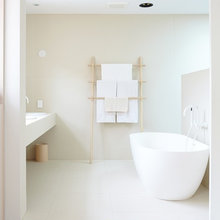 bright, white bathrooms!