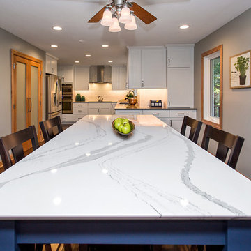 Redesigned White & Blue Kitchen