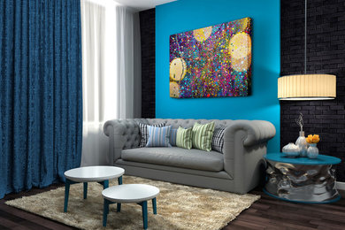 Example of a transitional family room design