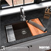 Karran Undermount 32.5" Single Bowl Quartz Workstation Sink, Brown