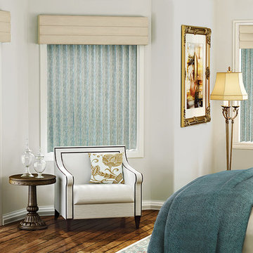 GREEN VERTICAL BLINDS - SOFT VALANCE Hunter Douglas Cadence Bedroom Ideas