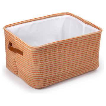 Striped Organizational Storage Basket, 3-Piece Set, Orange