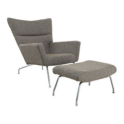 Futuristic Lounge Chair & Ottoman Set-Oatmeal - Products