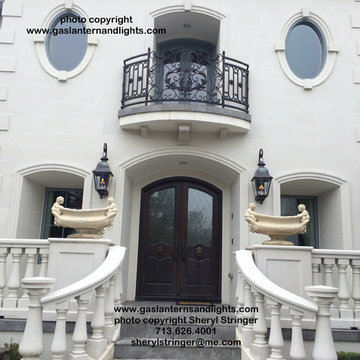 Sheryl's Tuscan Gas Lanterns with Top Curl and Dark Patina Finish