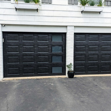 Black, Short Panel Doors with Stacked Windows