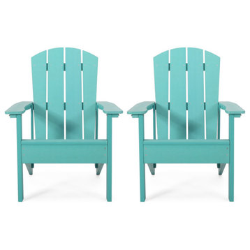 Leighton Outdoor Adirondack Chairs, Set of 2, Teal
