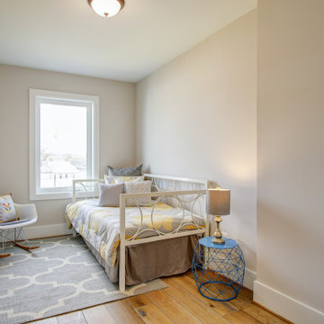 Basement remodeled with bedroom space and extra closet space in Maryland
