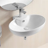 Oval White Ceramic Wall Mounted Bathroom Sink, One Hole