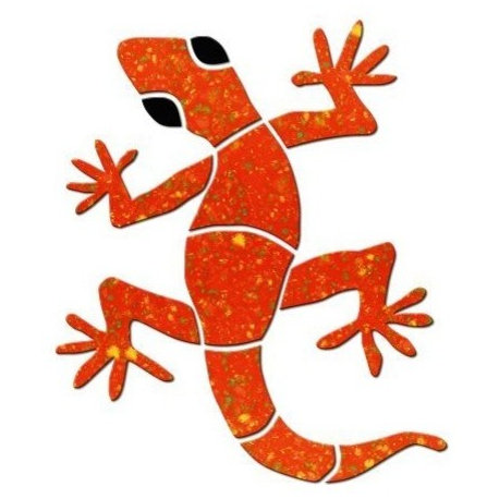 Small Gecko Ceramic Swimming Pool Mosaic 6", Red