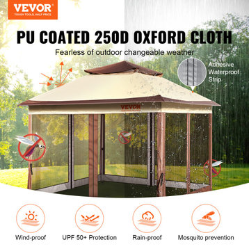 VEVOR Patio Gazebo Pop-up Gazebo Tent 11x11' for 8-10 Person With Mesh Netting
