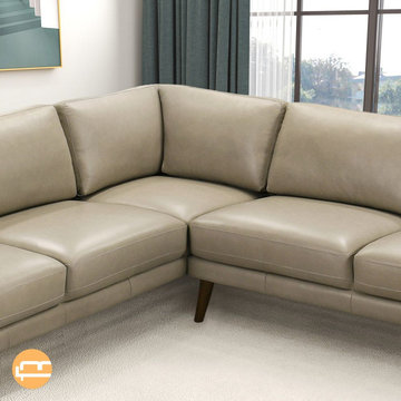 Beige Leather Sectional Left Bexley