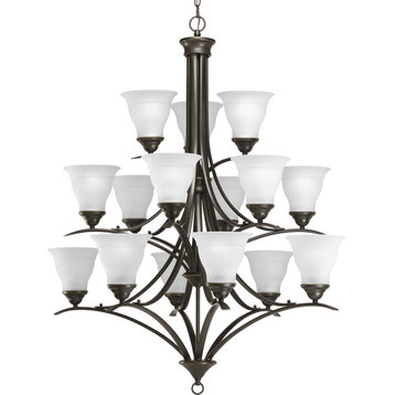 Progress Lighting 15-Light Chandelier With Etched Glass Shades, Antique Bronze