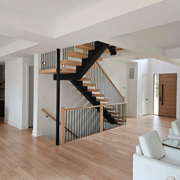 Project #124 | Contemporary Red Oak and Steel Staircase