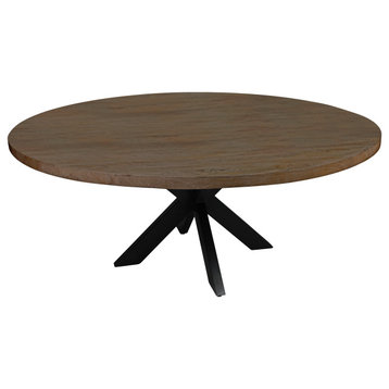 Redondo 60" Round Dining Table With Mango Wood Top and Iron Legs
