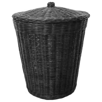 Rattan Black Stain Basket WithLid