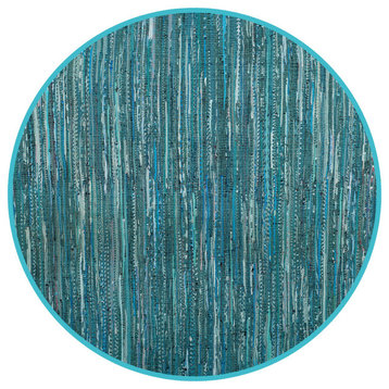 Safavieh Rag Rug Collection RAR127 Rug, Turquoise/Multi, 4' Round