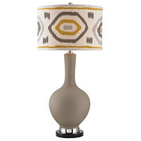 Elk Matte Grey Table Lamp With Patterned Shade D2809, Clay