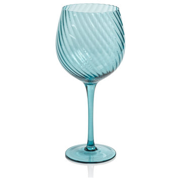 Sesto Optic Swirl Red Wine Glasses, Set of 6, Blue