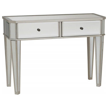 Mirrored Console with Silver Wood