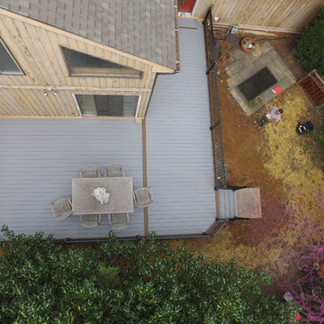 Timbertech Deck with Lights and Stamped Concrete