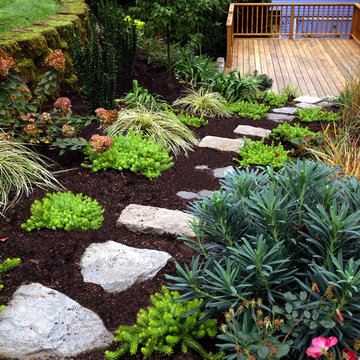 Portland, Oregon Garden on a Slope with New Deck