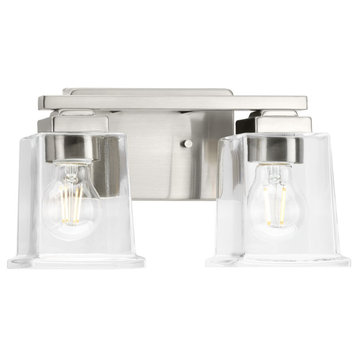 Gilmour Collection 2-Light Brushed Nickel Clear Glass Bath Vanity Light