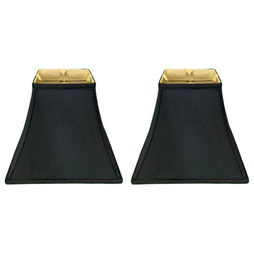 Royal Designs Square Bell Lamp Shade, Black, 6x12x10.5, Set of 2