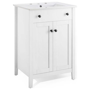 Modway Nantucket 24" Bathroom Vanity With White White Finish EEI-4250-WHI-WHI