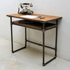 Writing Desk, Lower Shelf, Metal-Reclaimed Wood Finish, Bronze Light Brown