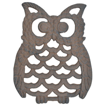 Decorative Cast Iron Trivet, Owl, 7.75"