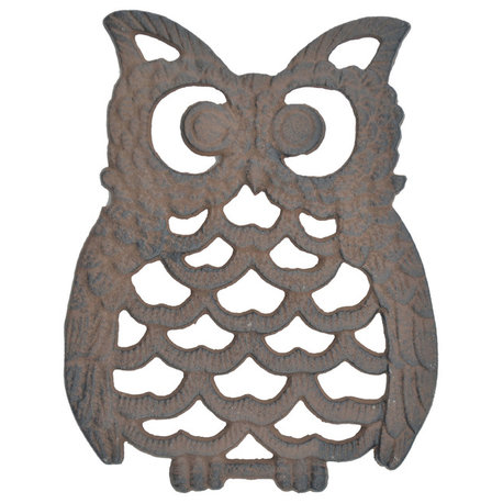 Decorative Cast Iron Trivet, Owl, 7.75"
