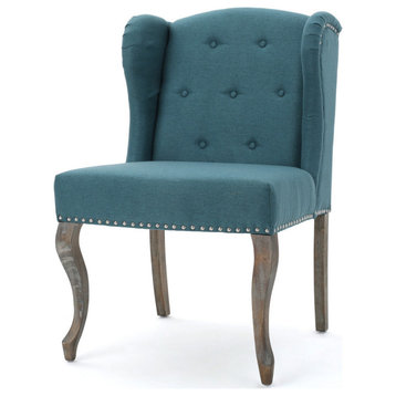 GDF Studio Asheville Modern Fabric Wingback Chair, Dark Teal