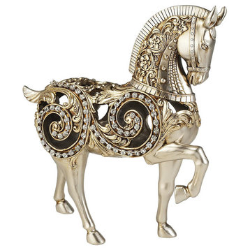 11.50"H Silver Knight Horse Decorative Piece