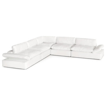 Bannister Modern Light Gray Fabric Sectional Sofa