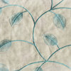 Pinch Pleat Drapes Embroidered Blue Vines, Single Panel, 50"x108"