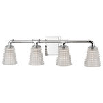 Hudson Valley Lighting - Hudson Valley Lighting 6224-PC Westbrook - Four Light Bath Vanity - Prismatic glass shades lend this piece a nostalgicWestbrook Four Light Polished Chrome Clea *UL Approved: YES Energy Star Qualified: n/a ADA Certified: n/a  *Number of Lights: Lamp: 4-*Wattage:35w G9 Xenon bulb(s) *Bulb Included:Yes *Bulb Type:G9 Xenon *Finish Type:Polished Chrome