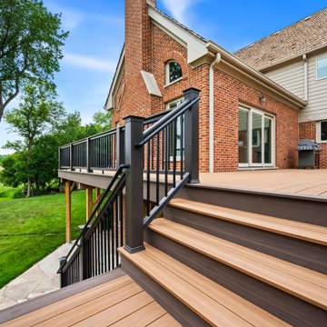 Deckorators Khaya & Sedona Decking, Timbertech Rail Matte Espresso & Drink Rail