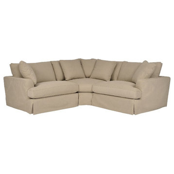 Armen Living Ciara 3-Piece Upholstered Polyurethane Sectional Sofa in Brown
