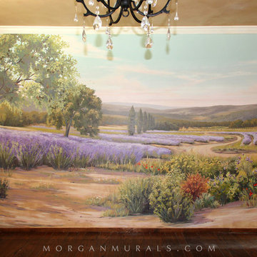 Hand-painted Wall Mural: Lavender Fields of Southern France